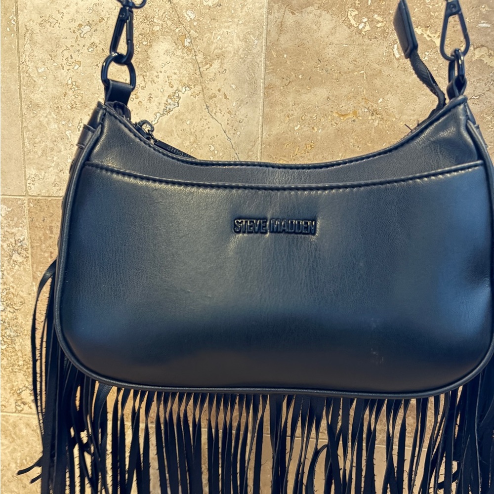 Steve Madden Black Fringe Shoulder Bag